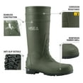 thumbnail image 2 of HISEA Men's Rain Boots with Steel Shank, Waterproof Rubber Protective Footwear, Seamless PVC Rainboots Non-Steel Toe Outdoor Work Boots, Durable Garden Fishing Tall Kneed Boot, Size 7 Olive Green, 2 of 6