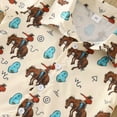 thumbnail image 5 of XUELUO Baby Boys Casual Outfit Sets Summer Cartoon Cowboy Print Lapel Botton Down Short Sleeve T Shirt Tops Shorts Gentleman Two Piece Sportwear,Brown,18-24 Months, 5 of 6
