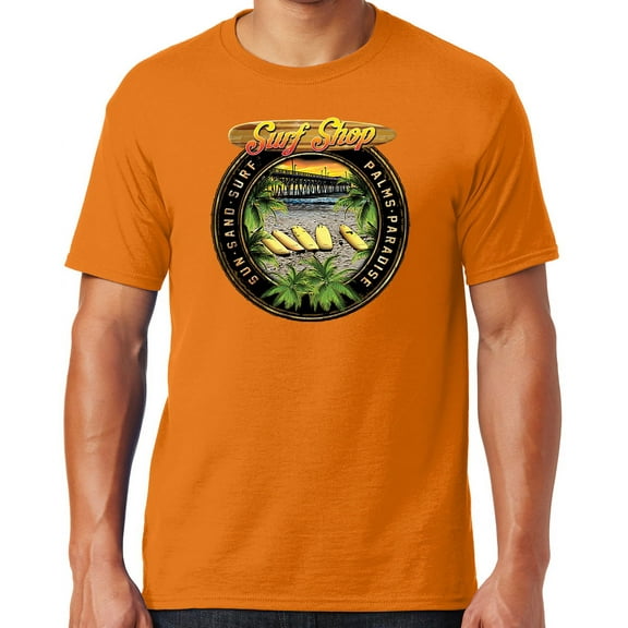 Mens Manu Bay Surf Company CIRCLE SURFING T-shirt, 4XL Tennessee Orange