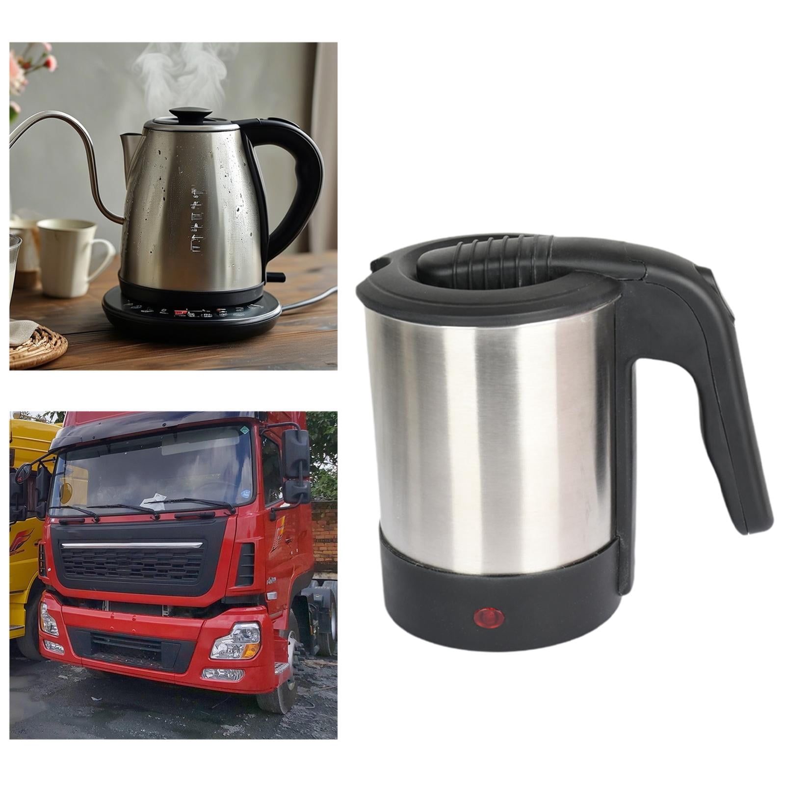 CoudarTitie Car Electric Travel Kettle Hot Water Pot Compact Stainless Steel Portable Warmer 24V 250W