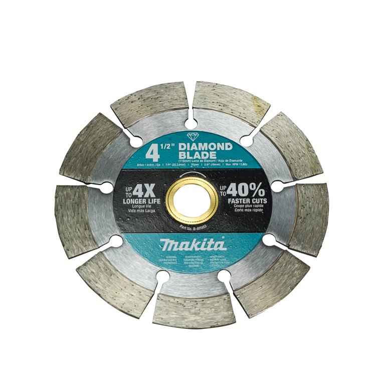 Makita B-69593 4-1/2 Inch Segmented Diamond Blade - New Retail Package For Concrete & Masonry