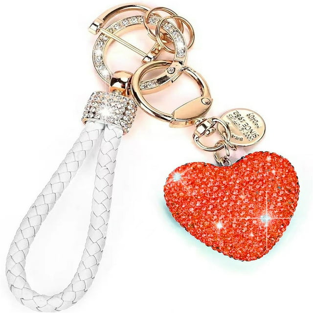 asddcavvf Heart Shaped Key Ring Car Key Ring with Shiny Rhinestones Rhinestone Key Ring for Women