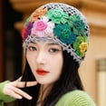 thumbnail image 2 of Hsqqdc 1 Piece Vintage Flower Crochet Hollow Beanie for Women, Lightweight Breathable Knit Hat for Summer Wear, 2 of 7
