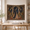 thumbnail image 5 of Moonlit Woman Within a Symmetrical Peacock Garden, Mystical Fantasy for Peacock Lovers, Moon Garden Decor, Housewarming Gift, Tapestry Wall Hanging for Bedroom and Studio, 5 of 7