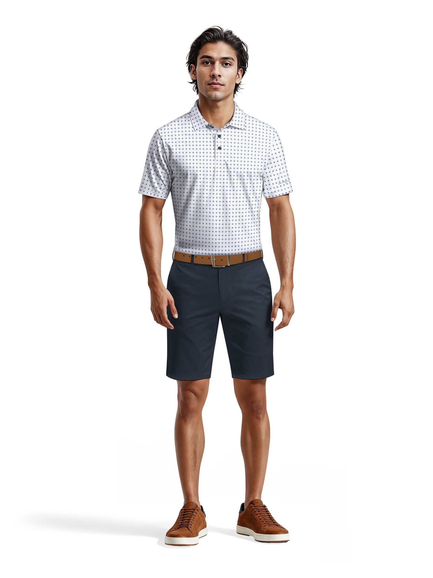 Ben Hogan Men's & Big Men's Performance Simple Geo Printed Short Sleeve Polo Shirt, up to 5XL
