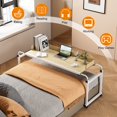 thumbnail image 2 of Piweml Adjustable Overbed Table with Wheels, Rolling Laptop Desk with Raised Baffle for Bed, Sofa, Hospital Use, Mobile Standing Desk for Laptop, Notebook, Meals, 2 of 10