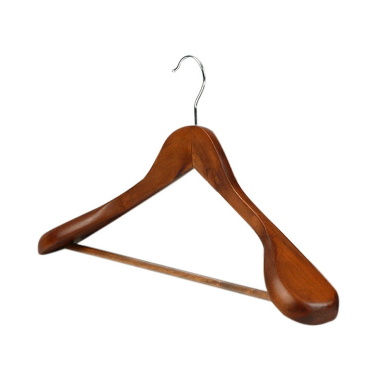 Casafield Wide Shoulder Wooden Suit Hangers, Non-Slip Pant Bar & Swivel  Hook, Black - Set of 6