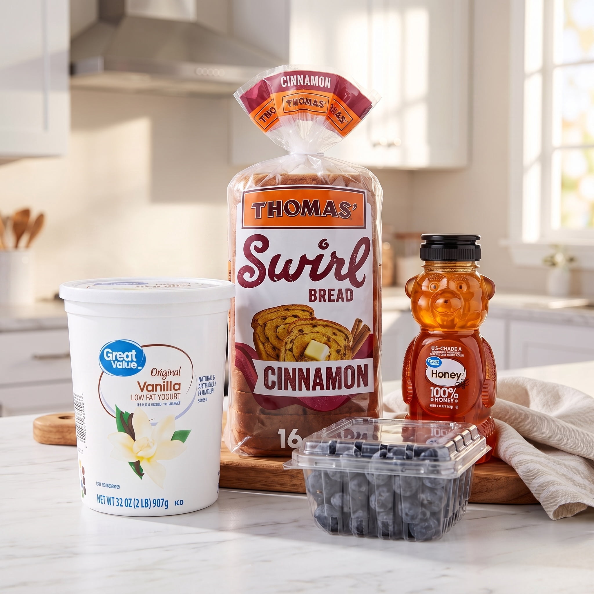 Cinnamon Swirl Bread Toast with Fruit and Yogurt Meal Bundle
