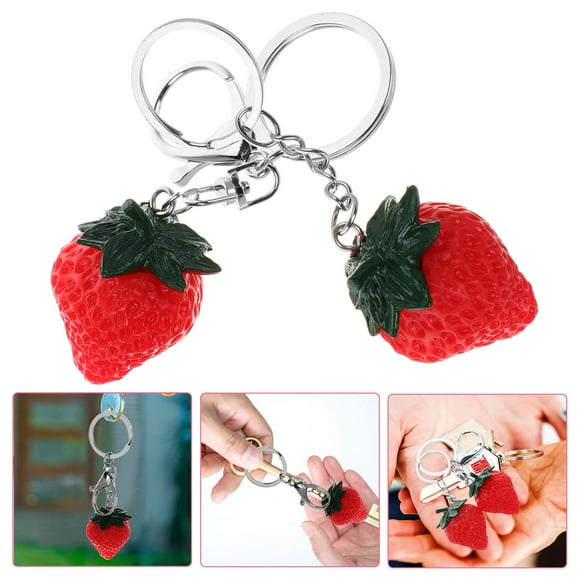 SHOWERORO 2Ud Llavero Con Colgante De Fresa Simulada Para Y Llaves Accesorio Decorativo