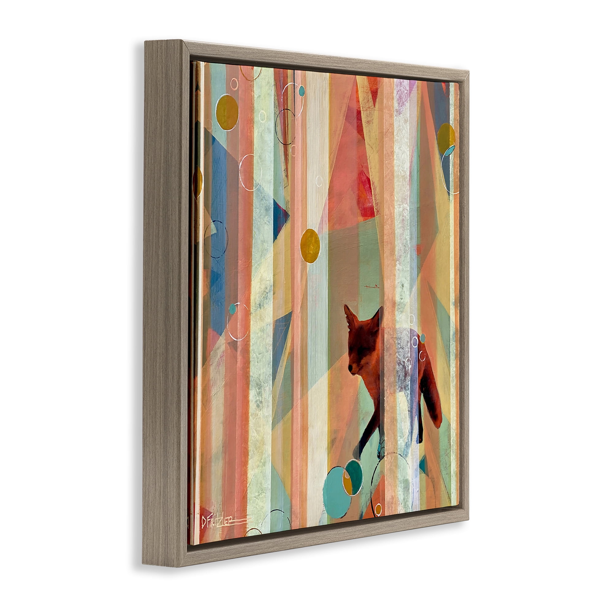 Stupell Industries Making My Move Fox Brown Framed Floater Canvas Wall Art, design by Dianna Fritzler