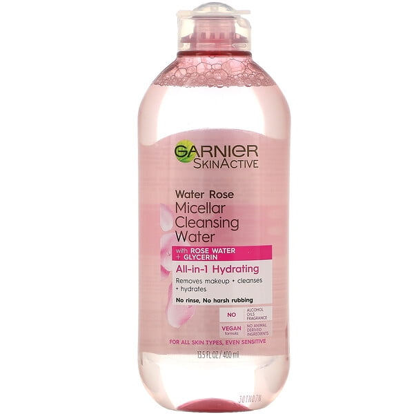 Garnier, SkinActive, Water Rose Micellar Cleansing Water with Rose Water + Glycerin, 13.5 fl oz