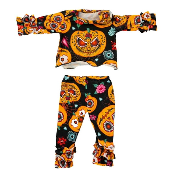 1 Set of Doll Clothes Halloween Pumpkin Pattern 18 Inch Girls Doll Clothes