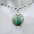 thumbnail image 4 of Wavy Hemimorphite Sterling Silver Disc Dangle Pendant 1 3/4" Long | Aqua/Green |, 4 of 10