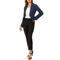 thumbnail image 3 of Women's Work Office Blazer Collarless Business Casual Suit Jacket Cropped Blazer XS Navy, 3 of 9