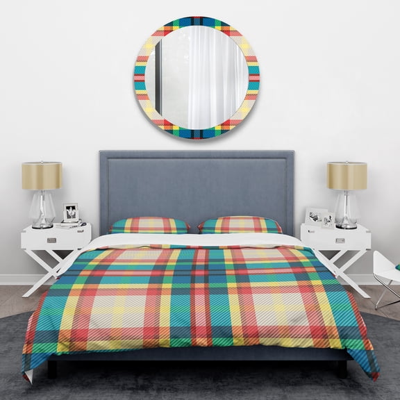 Designart 'Tartan Geometrical Texture III' Mid-Century Modern Duvet Cover Set