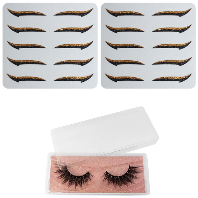 Pegatinas Reutilizables Para Delineador De Ojos Con Pestañas Postizas, Pegatinas Para Delineador De Ojos, Maquillaje De Ojos 10 Pares Vogacara CE008188-06