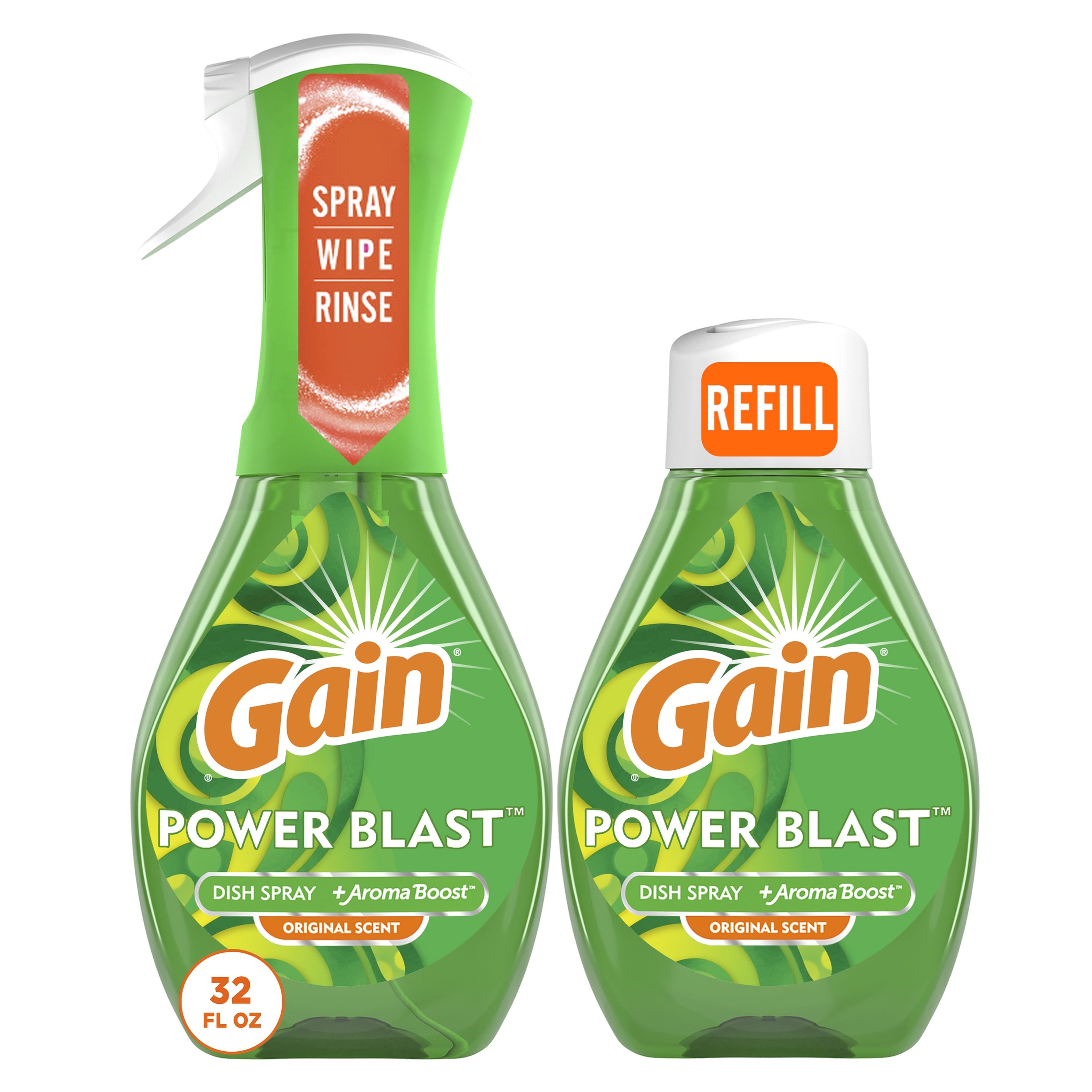 Gain Powerblast Dish Spray, Dish Soap, Original Scent, 1 Starter Kit