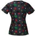 thumbnail image 2 of Tooniforms Women Scrubs Top, V-Neck, 6802CB, S, Jolly Frosty Fun, 2 of 5