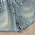 thumbnail image 6 of KPOPLK Girls Stretchy Denim Shorts Summer Casual Drawstring Elastic Waist Jean Shorts Jorts with Pockets,Blue,Size 9-10 Years, 6 of 6