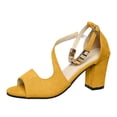 thumbnail image 2 of Strappy Heels for Women, Chunky Heels, Women High Heels, Dress Sandals Women, Women Classic Summer Open Toe Heeled Sandals Fashion Dress Shoe Comfort Walking Footwear Anti Slip Heels, Yellow 7.5, 2 of 5