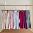 thumbnail image 5 of Trendfront Girls Solid Color Outfit Set Crew Neck Long Sleeve Shirt Summer 2 Piece Casual Fashion Flare Pants Set for Girls 2-10 Years Clothes Set, 5 of 9