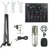 ammoon V8 Live Sound Card+BM800 Suspension Microphone Kit,Broadcasting Recording Condenser Microphone Set,Audio Mixer Sound Card for Computer PC Live Sound