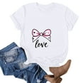 thumbnail image 4 of EchfiProm Shirts for Women Valentine Graphic Tee Bow Print Casual Valentine Day White Short Sleeve Womens Plus Size Tops, 4 of 5
