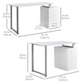 thumbnail image 2 of CoSoTower 47" Computer Desk Writing Table Workstation with Multi-Use Reversible File Drawers Metal Frame Home Office Furniture, White, 2 of 7