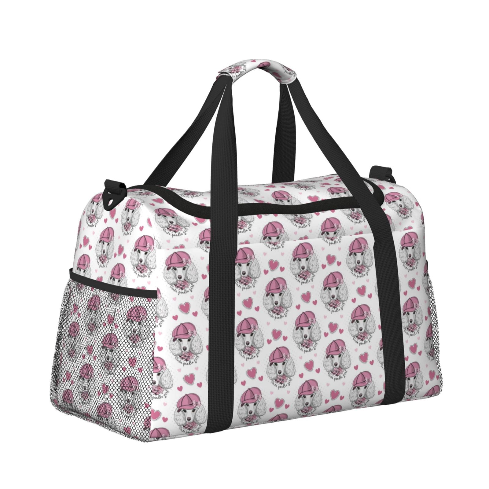 Fuzoiu Cute Poodle Dog Print Travel Duffle Bag,Carry On Tote Bags,Duffel Bag,Sport Gym Bag, Hospital Bag for Labor and Delivery, Overnight Bag,Luggage Bag