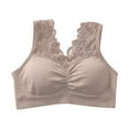 thumbnail image 6 of Sexy V Neck Lace Bras For Women, Brassiere Push Up Padded Bra Seamless Comfort Bralette, Breathable Fitness Gym Bra Large Size, Khaki, 3XL, 6 of 13