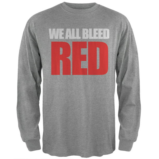 Old Glory - We All Bleed Red Heather Grey Adult Long Sleeve T-Shirt ...