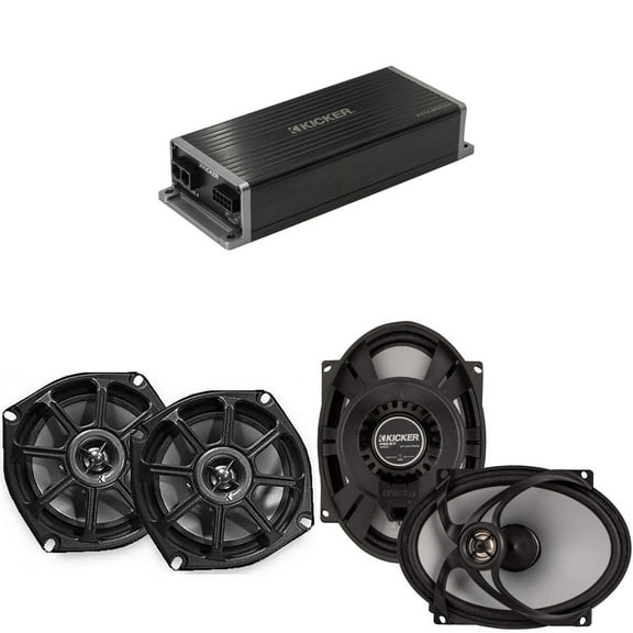 Kicker KPX300.4 Powersports & Motorcycle Amp & 5.25" & 5x7" Speakers (4 Ohm )