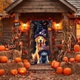 thumbnail image 2 of Lilixerw Halloween Door Banner, Golden Retriever Cat Witch Hat Pumpkin Spider Web Bat Print, for Entry Door, Wall, Porch and Party Backdrop Decoration, 70.8x35.4 inch, 2 of 6