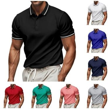 Erwazi Polo Shirts for Men Casual Collared Short Sleeve Tees Business Work T-Shirt, M