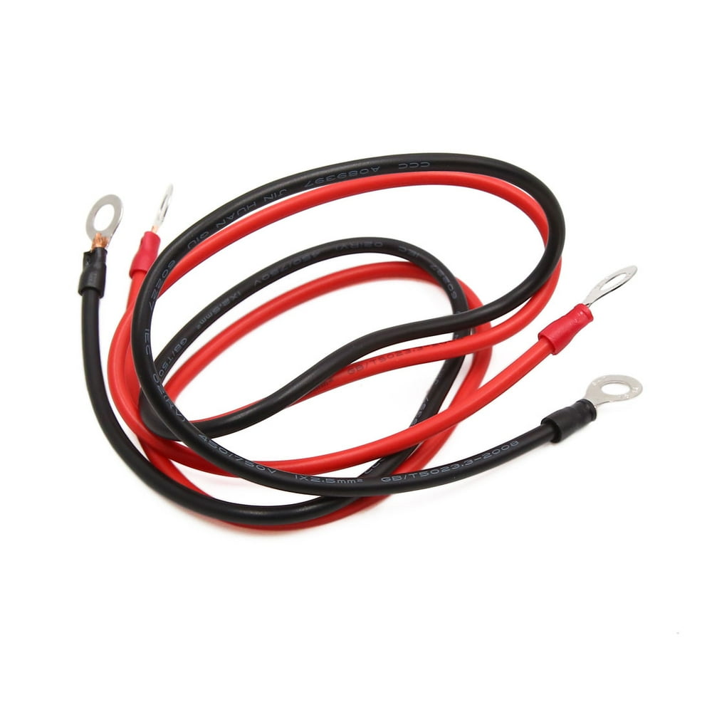 2pcs 65cm Length 2.5mm2 Battery Inverter Wire Power Transfer Cable for Car