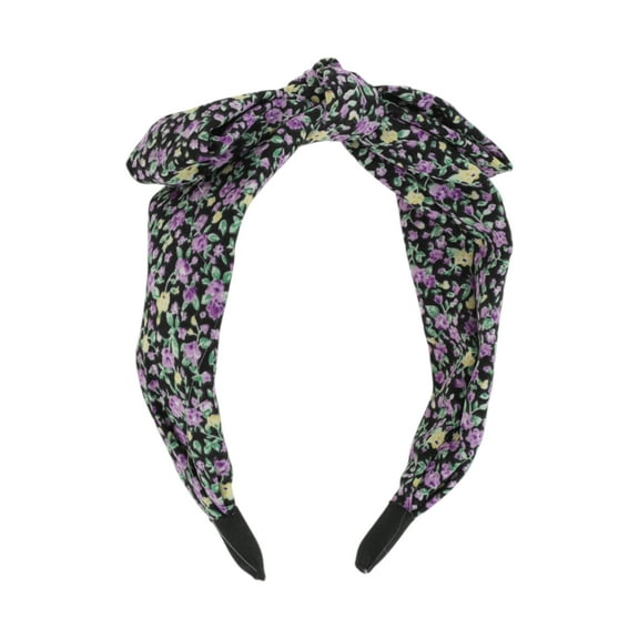 Unique Bargains 1 Pc Retro Bow Headbands for Women Black Purple