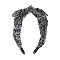 Unique Bargains 1 Pc Retro Bow Headbands for Women Black Purple