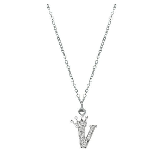 Women's Crown 26 Letters Pendant Necklace, Alloy/Rhinestone, Adjustable Chain, Minimalist, For Daily/Casual/Gifts