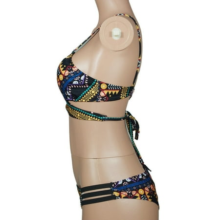 Women s Bikini Sets High Waisted 2 Piece Swimsuit Bohemia Push-Up Padded Bra Beach Bathing Suit For Women Swimwear Black M