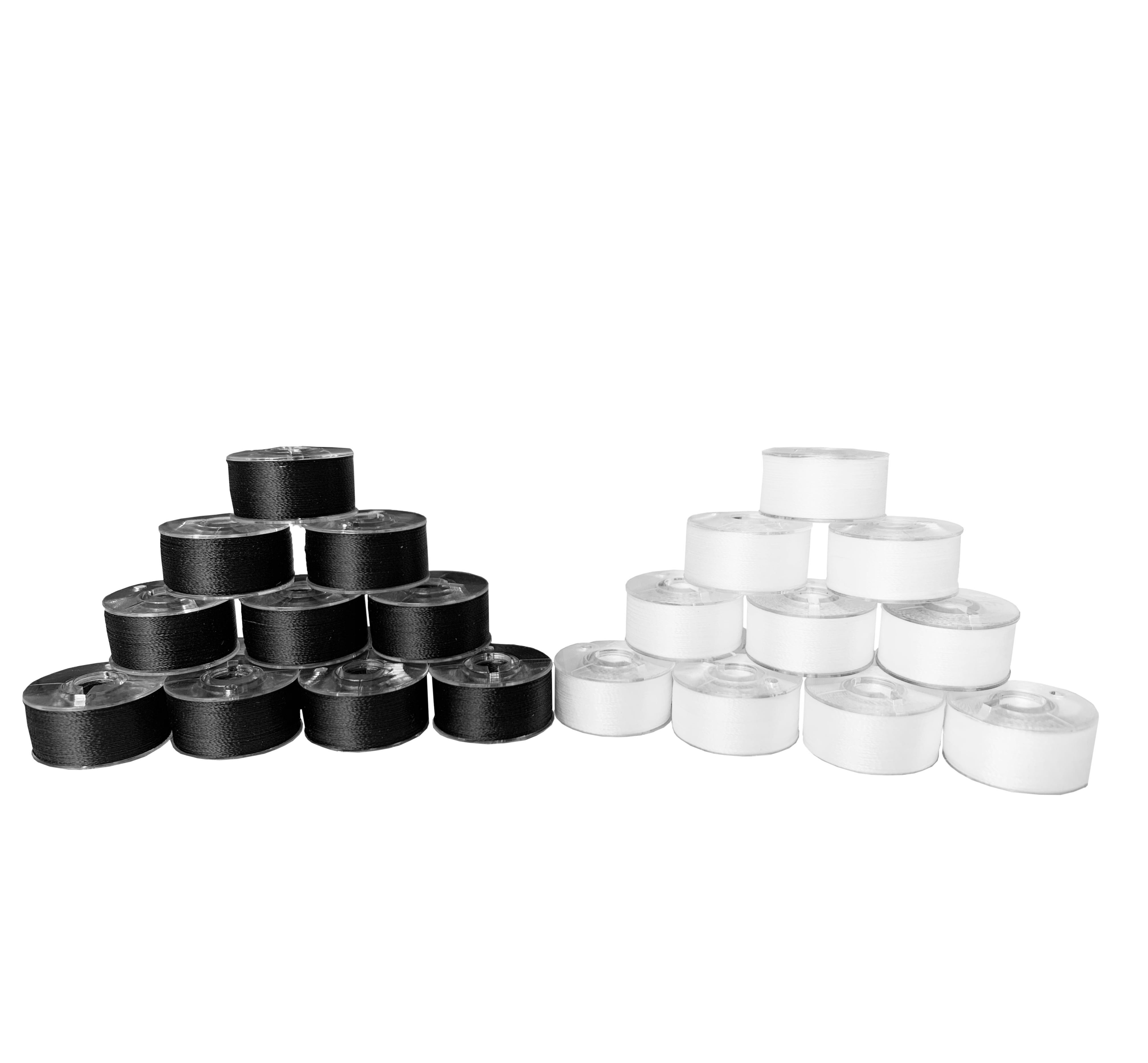 HimaPro 144 Black and White Prewound Bobbin Plastic Sided Size A SA156 for Embroidery and Sewing Machine 60 Weight Polyester Thread