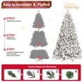 thumbnail image 3 of Artificial 8ft Flocked Christmas Tree with 1754 PVC Branch Tips, Pine cone*54pcs, 700L warm white led, Hinged Premium & Foldable Base for Indoor Holiday Decorating, 3 of 9