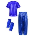 thumbnail image 2 of TTAO Kids Girls Boys Street Jazz Hip Hop Ballet Dance Outfits Shiny Short Sleeve Tops with Harem Pants Gloves Set Royal Blue 13-14, 2 of 3