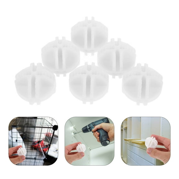WHAMVOX 10Pcs Wire Cube Connector White Plastic Insert Groove Design For Closet Organizer