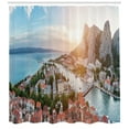 thumbnail image 3 of Ambesonne Croatia Shower Curtain, Old Coastal Town Omis Dawn, 69"Wx70"L, Multicolor, 3 of 3