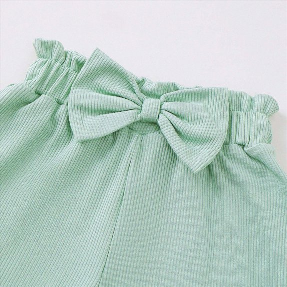 NIEWTR Toddler Girls Short Sets Kids Cute Ruffle sleeveless Tops and Casual Shorts Girls Summer 2 Piece Outfits Clothes(Green,3-4 Years)