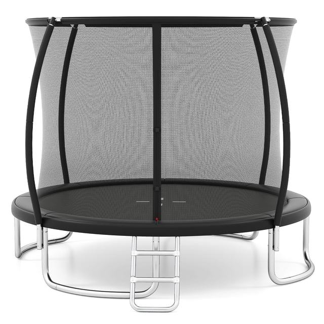 Gymax 10FT Outdoor Trampoline w/Safety Enclosure Net Anti-Rust Galvanized Steel Frame Black