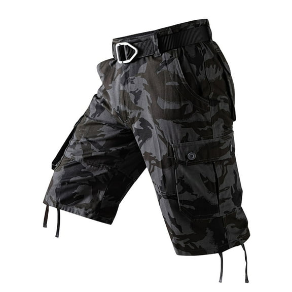 BOOMNY Men's Shorts Casual Camo Printed Elastic Waist Drawstring Capri Pants For Man Soft Loose Fit Summer Shorts Leisure Mens Dailywear