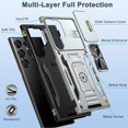 thumbnail image 2 of Compatible Samsung Galaxy S23 Ultra Case with Camera Cover Protector,Magnetic Car Mount Military Grade Drop Protection Full Body Protective Phone Case for Samsung S23 Ultra Case with Stand Grey, 2 of 14