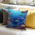 thumbnail image 3 of FCXZI Coral Reef Fish Marine Life Pillow Case for Home Sofa Couch 18x18in, 3 of 5