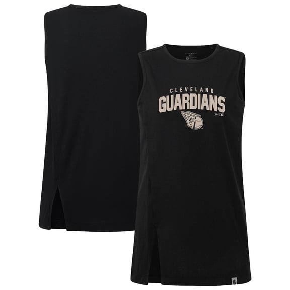 Women's Levelwear Black Cleveland Guardians Influx Team Arch Tank Top